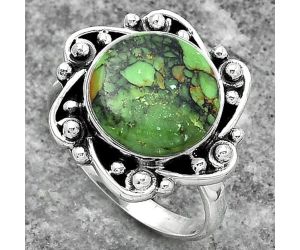 Natural Green Matrix Turquoise Ring size-8 SDR150412 R-1077, 12x12 mm