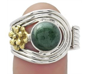 Two Tone Adjustable Flower - Green Aventurine Ring size-9 SDR150905 R-1491, 9x9 mm