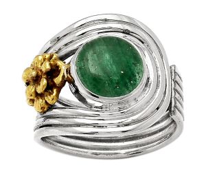 Two Tone Adjustable Flower - Green Aventurine Ring size-7 SDR150969 R-1491, 9x9 mm