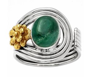 Two Tone Adjustable Flower - Green Aventurine Ring size-7.5 SDR150970 R-1491, 8x10 mm