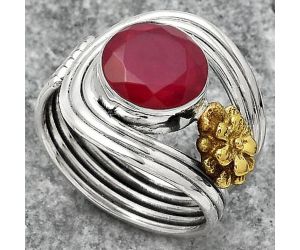 Two Tone Adjustable Flower - Lab Created Ruby Ring size-6.5 SDR150975 R-1491, 10x10 mm