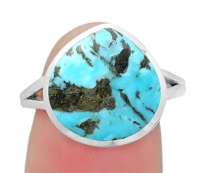Natural Turquoise Morenci Mine Ring size-8 SDR151239 R-1005, 13x13 mm