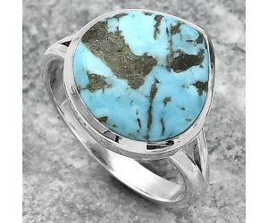 Natural Turquoise Morenci Mine Ring size-8 SDR151239 R-1005, 13x13 mm