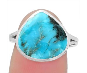 Natural Turquoise Morenci Mine Ring size-7.5 SDR151245 R-1005, 13x14 mm