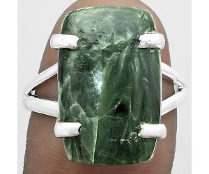 Natural Russian Seraphinite Ring size-8.5 SDR151674 R-1089, 13x20 mm