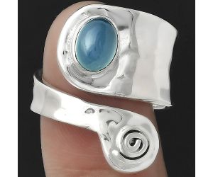 Adjustable - Natural Blue Chalcedony Ring size-8 SDR152098 R-1374, 6x8 mm