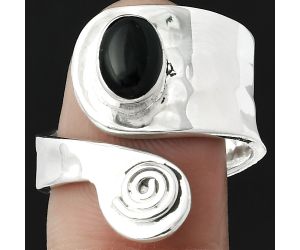 Adjustable - Black Onyx - Brazil Ring size-8.5 SDR152130 R-1374, 6x8 mm