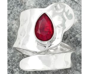 Adjustable - Lab Created Ruby Ring size-7 SDR152153 R-1327, 6x9 mm