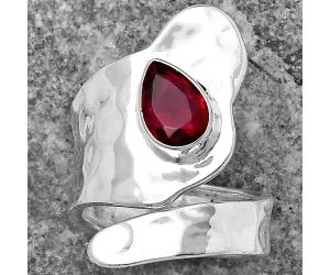Adjustable - Lab Created Ruby Ring size-6 SDR152174 R-1327, 6x9 mm