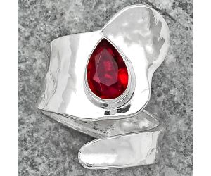 Adjustable - Lab Created Ruby Ring size-7 SDR152179 R-1327, 6x9 mm