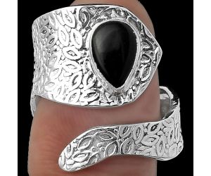 Adjustable - Black Onyx - Brazil Ring size-7.5 SDR152328 R-1374, 6x9 mm