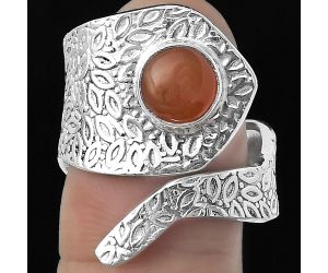 Adjustable - Natural Carnelian Ring size-7.5 SDR152359 R-1374, 7x7 mm