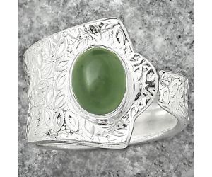 Adjustable - Nephrite Jade - Canada Ring size-8 SDR152382 R-1381, 7x9 mm