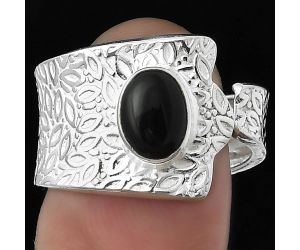 Adjustable - Black Onyx - Brazil Ring size-8 SDR152387 R-1381, 6x8 mm