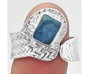 Adjustable - Natural Blue Apatite Ring size-8.5 SDR152413 R-1381, 6x8 mm