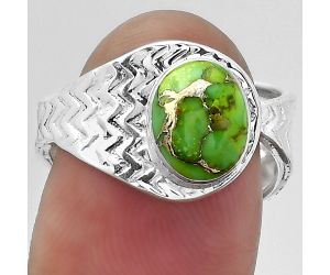 Adjustable - Copper Green Turquoise Ring size-7 SDR152427 R-1381, 7x9 mm