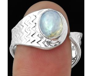 Adjustable - Rainbow Moonstone - India Ring size-8 SDR152457 R-1381, 6x8 mm