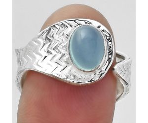 Adjustable - Natural Blue Chalcedony Ring size-8 SDR152474 R-1381, 6x8 mm