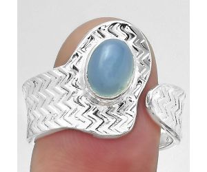 Adjustable - Natural Blue Chalcedony Ring size-8.5 SDR152477 R-1381, 6x8 mm