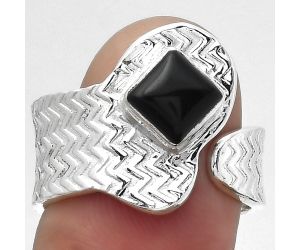 Adjustable - Black Onyx - Brazil Ring size-8 SDR152487 R-1381, 6x6 mm