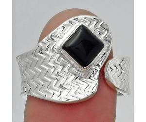 Adjustable - Black Onyx - Brazil Ring size-8.5 SDR152522 R-1381, 6x6 mm