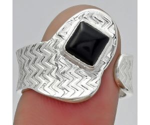 Adjustable - Black Onyx - Brazil Ring size-8 SDR152527 R-1381, 6x6 mm