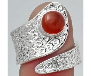 Adjustable - Natural Carnelian Ring size-8 SDR152545 R-1374, 7x7 mm
