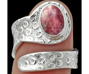 Adjustable - Pink Thulite - Norway Ring size-7 SDR152586 R-1374, 7x9 mm