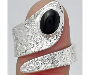 Adjustable - Black Onyx - Brazil Ring size-7.5 SDR152607 R-1374, 6x8 mm