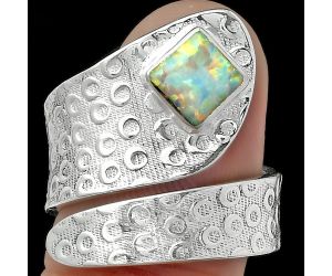 Adjustable - Fire Opal Ring size-7.5 SDR152613 R-1374, 6x6 mm