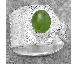 Adjustable - Nephrite Jade - Canada Ring size-8.5 SDR152631 R-1381, 7x9 mm