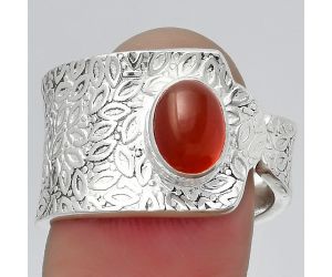 Adjustable - Natural Carnelian Ring size-8.5 SDR152635 R-1381, 6x8 mm