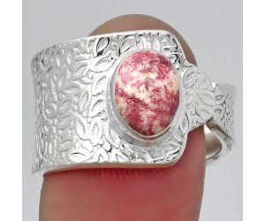 Adjustable - Pink Thulite - Norway Ring size-9 SDR152654 R-1381, 7x9 mm