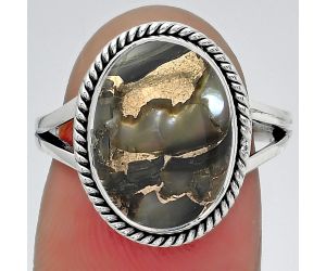 Natural Copper Abalone Shell Ring size-7 SDR152678 R-1010, 10x14 mm