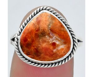 Natural Red Sponge Coral Ring size-7 SDR152797 R-1010, 14x14 mm