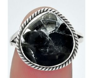 Natural Obsidian And Zinc Ring size-8 SDR152917 R-1010, 14x14 mm
