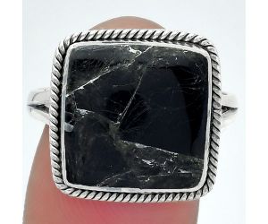 Natural Obsidian And Zinc Ring size-9 SDR152974 R-1010, 14x14 mm