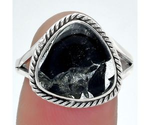 Natural Obsidian And Zinc Ring size-8 SDR152980 R-1010, 13x13 mm