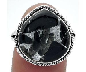 Natural Obsidian And Zinc Ring size-8.5 SDR153134 R-1010, 16x16 mm