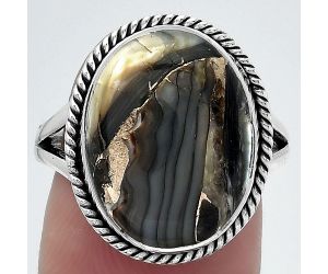 Natural Copper Abalone Shell Ring size-7.5 SDR153158 R-1010, 13x17 mm