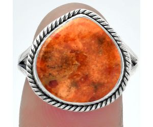 Natural Red Sponge Coral Ring size-7.5 SDR153238 R-1010, 14x14 mm