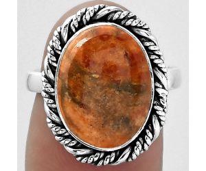 Natural Red Sponge Coral Ring size-7 SDR153858 R-1013, 11x15 mm