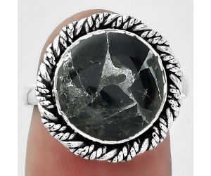 Natural Obsidian And Zinc Ring size-7 SDR153918 R-1013, 12x12 mm