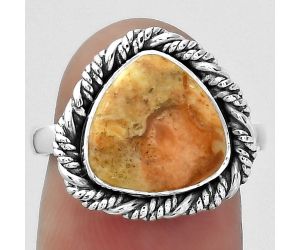 Natural Coral Jasper Ring size-7.5 SDR153928 R-1013, 11x11 mm