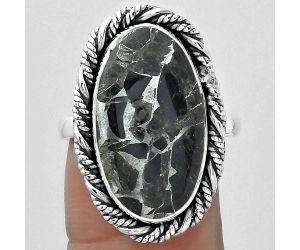 Natural Obsidian And Zinc Ring size-8 SDR153930 R-1013, 11x21 mm