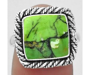 Natural Green Matrix Turquoise Ring size-7.5 SDR153931 R-1013, 11x11 mm