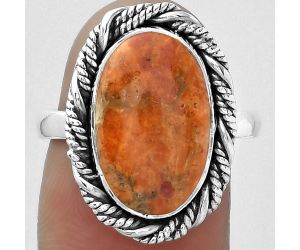 Natural Red Sponge Coral Ring size-8 SDR153948 R-1013, 10x16 mm