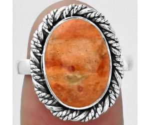 Natural Red Sponge Coral Ring size-7 SDR153958 R-1013, 10x14 mm