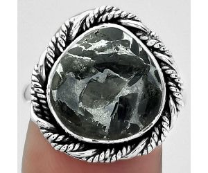 Natural Obsidian And Zinc Ring size-7.5 SDR154047 R-1013, 13x13 mm