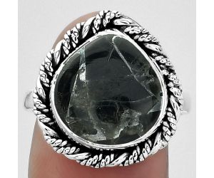 Natural Obsidian And Zinc Ring size-8.5 SDR154050 R-1013, 13x14 mm